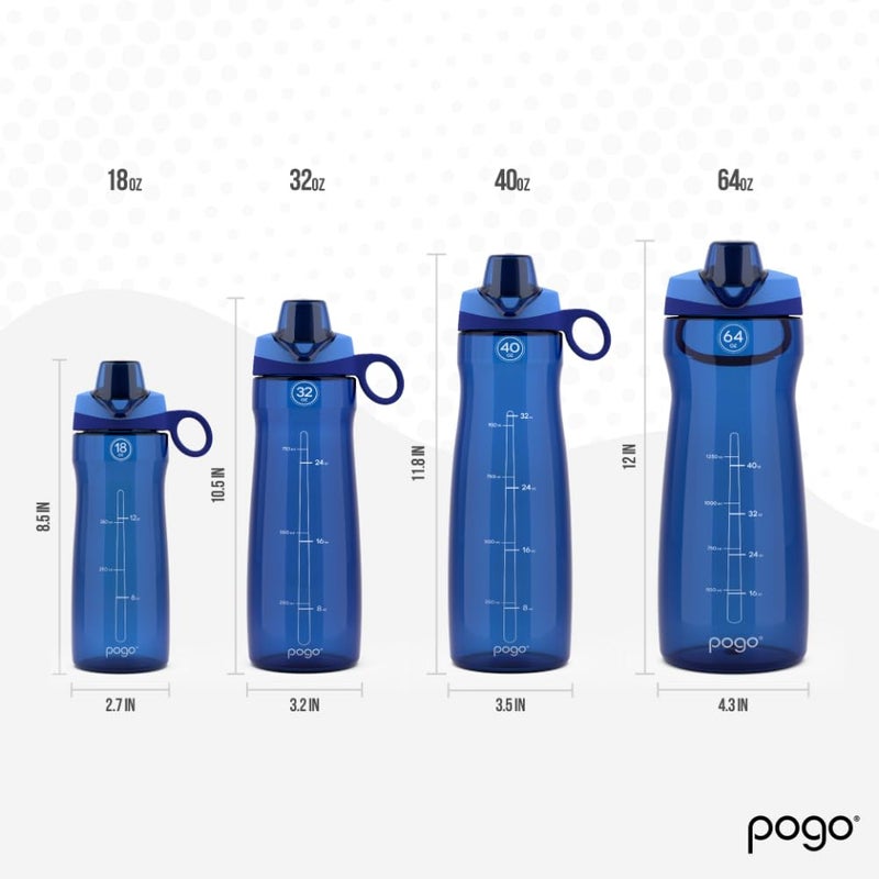 Pogo BPA-Free Plastic Water Bottle with Chug Lid, 40 Oz, Blue - Image 3